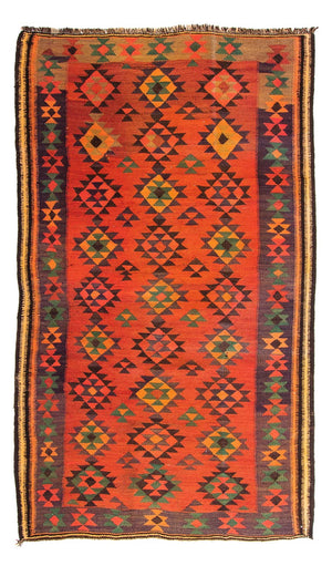 Kelim-tæppe - gammelt - 250 x 155 cm - flerfarvet