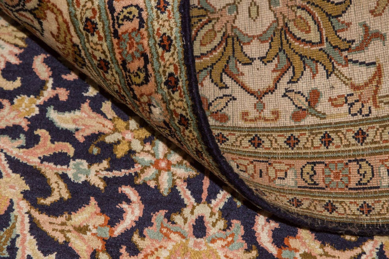Silketæppe - Kashmir Silk - 285 x 183 cm - mørkeblå