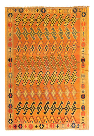 Kelim-tæppe - gammelt - 250 x 180 cm - flerfarvet