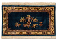 Silketæppe - China Silk - 122 x 69 cm - mørkeblå