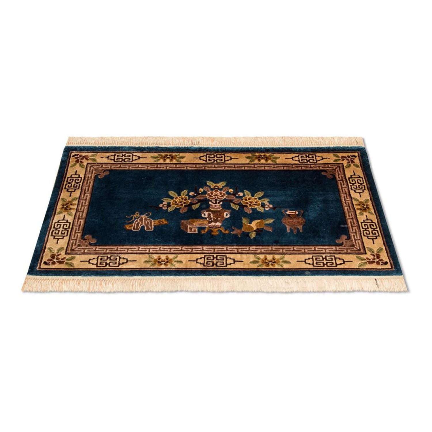 Silketæppe - China Silk - 122 x 69 cm - mørkeblå