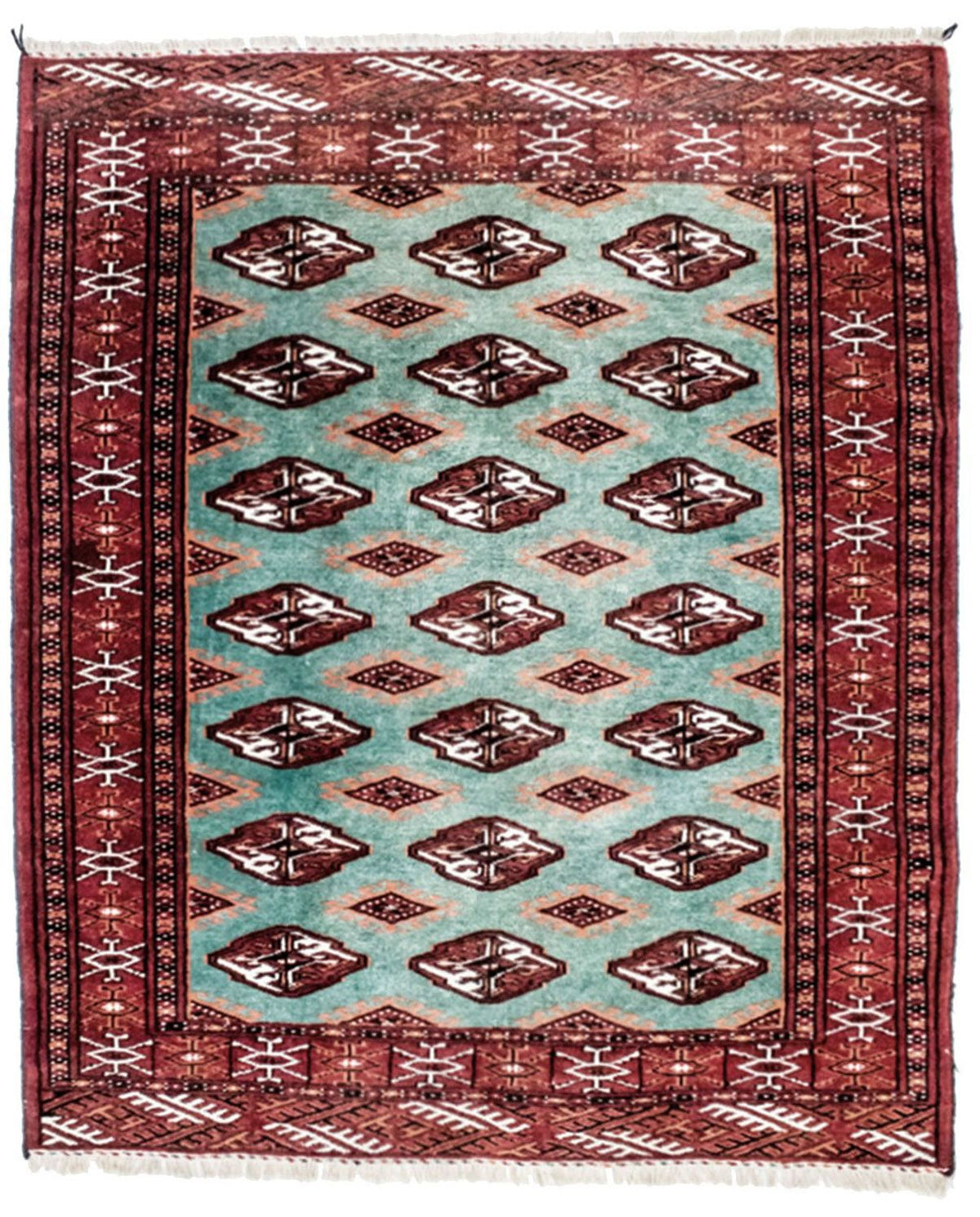 Turkaman-tæppe - 124 x 100 cm - turkis