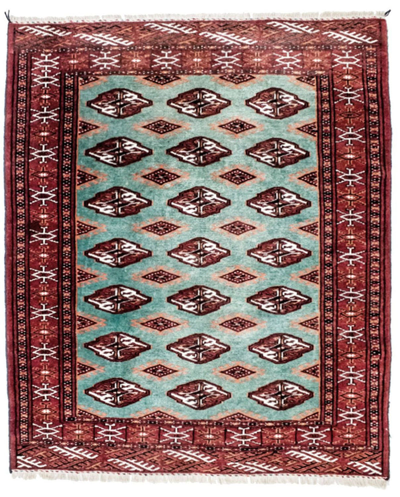 Turkaman-tæppe - 124 x 100 cm - turkis