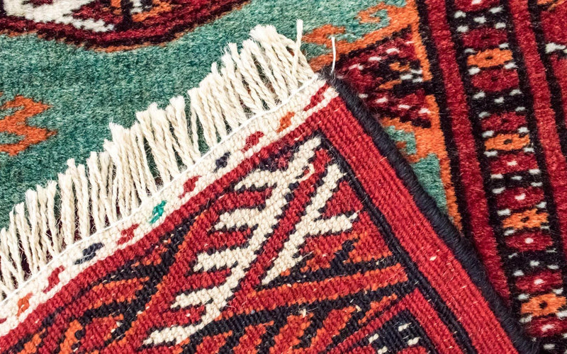 Turkaman-tæppe - 124 x 100 cm - turkis