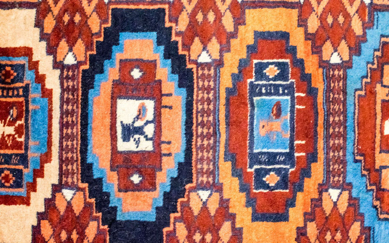Afghansk tæppe - 69 x 46 cm - rust