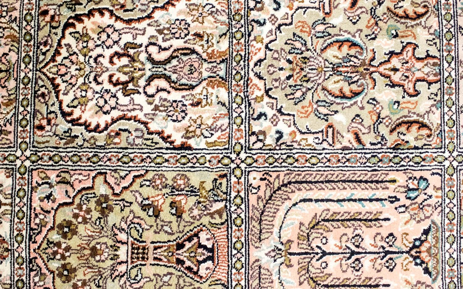 Silketæppe - Kashmir Silk - 124 x 65 cm - flerfarvet