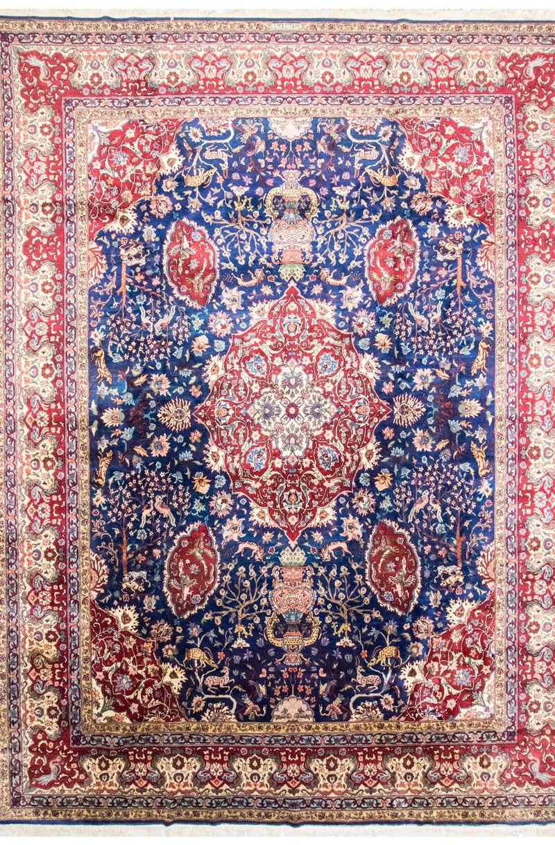 Persisk tæppe - Tabriz - 457 x 344 cm - blå