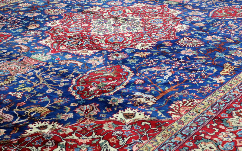 Persisk tæppe - Tabriz - 457 x 344 cm - blå