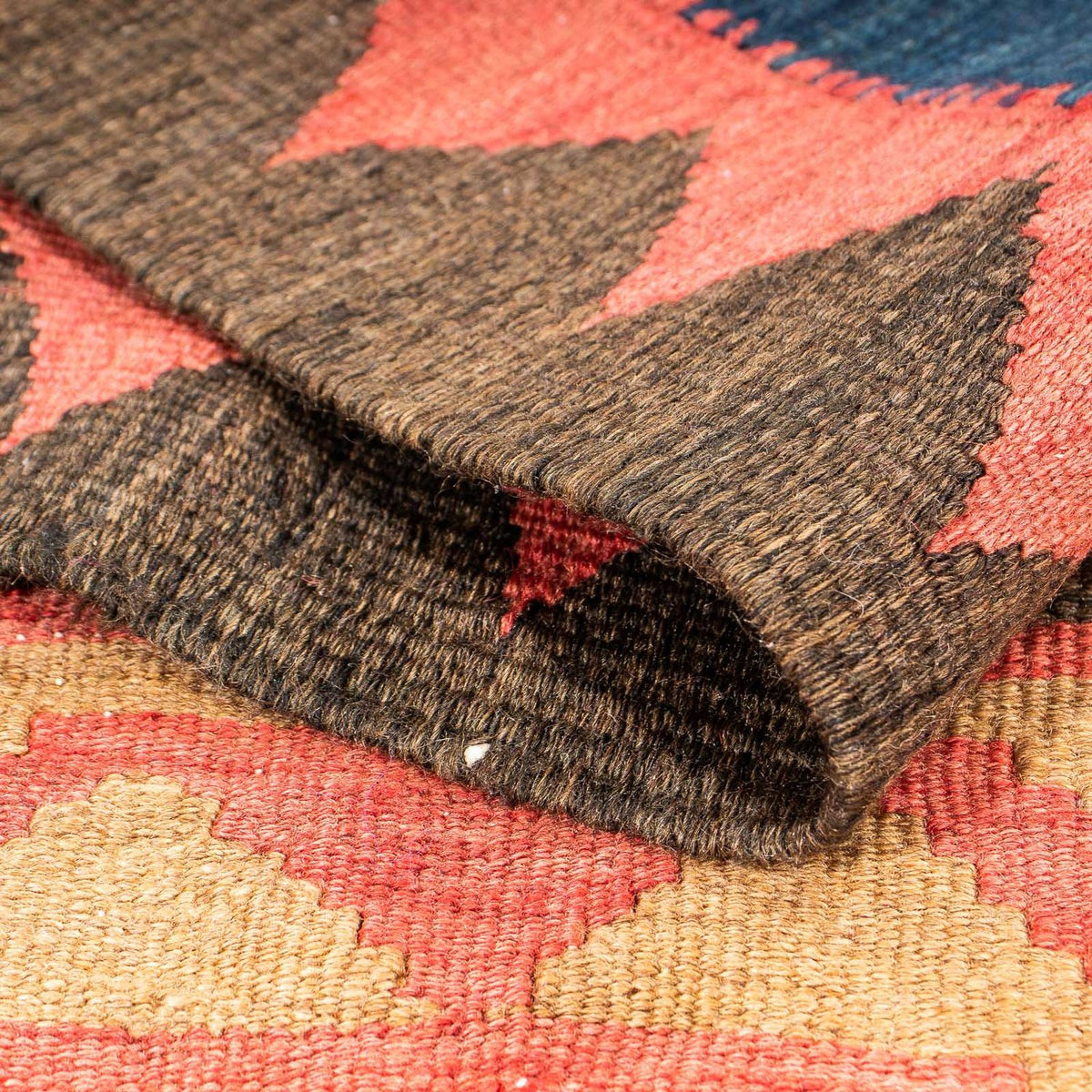 Kelim-tæppe - gammelt - 200 x 110 cm - flerfarvet