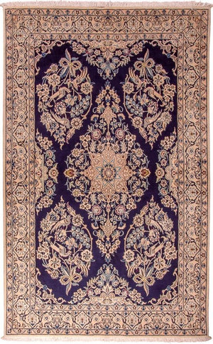 Persisk tæppe - Nain - Royal - 204 x 130 cm - mørkeblå