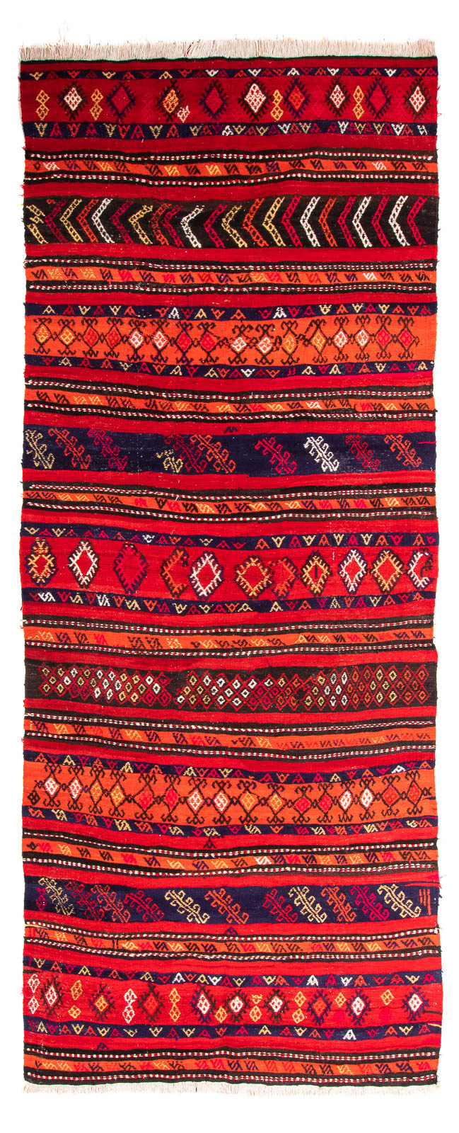Løber Kelim-tæppe - gammelt - 350 x 145 cm - flerfarvet