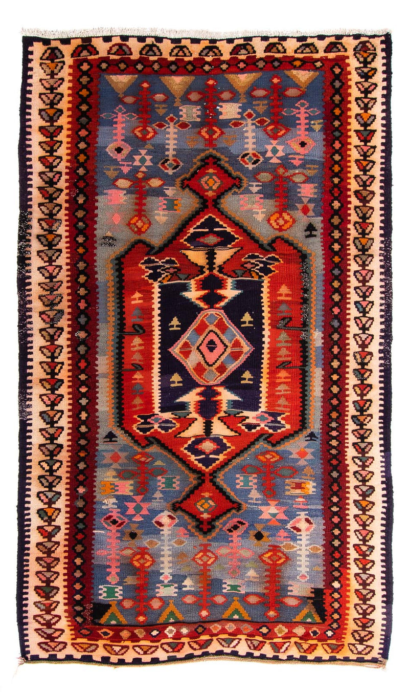 Kelim-tæppe - gammelt - 295 x 185 cm - flerfarvet