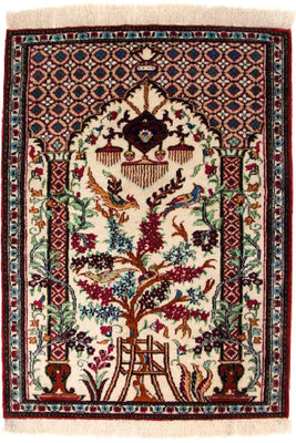 Silketæppe - Ghom Silk - Premium - 77 x 57 cm - beige