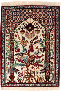 Silketæppe - Ghom Silk - Premium - 77 x 57 cm - beige