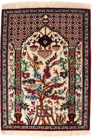 Silketæppe - Ghom Silk - Premium - 77 x 57 cm - beige
