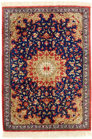 Silketæppe - Ghom Silk - Premium - 75 x 56 cm - blå