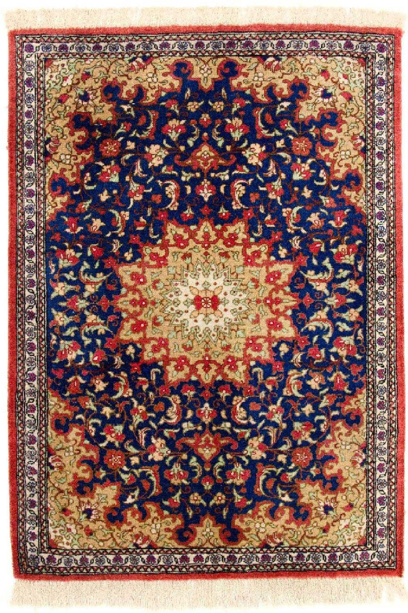 Silketæppe - Ghom Silk - Premium - 75 x 56 cm - blå