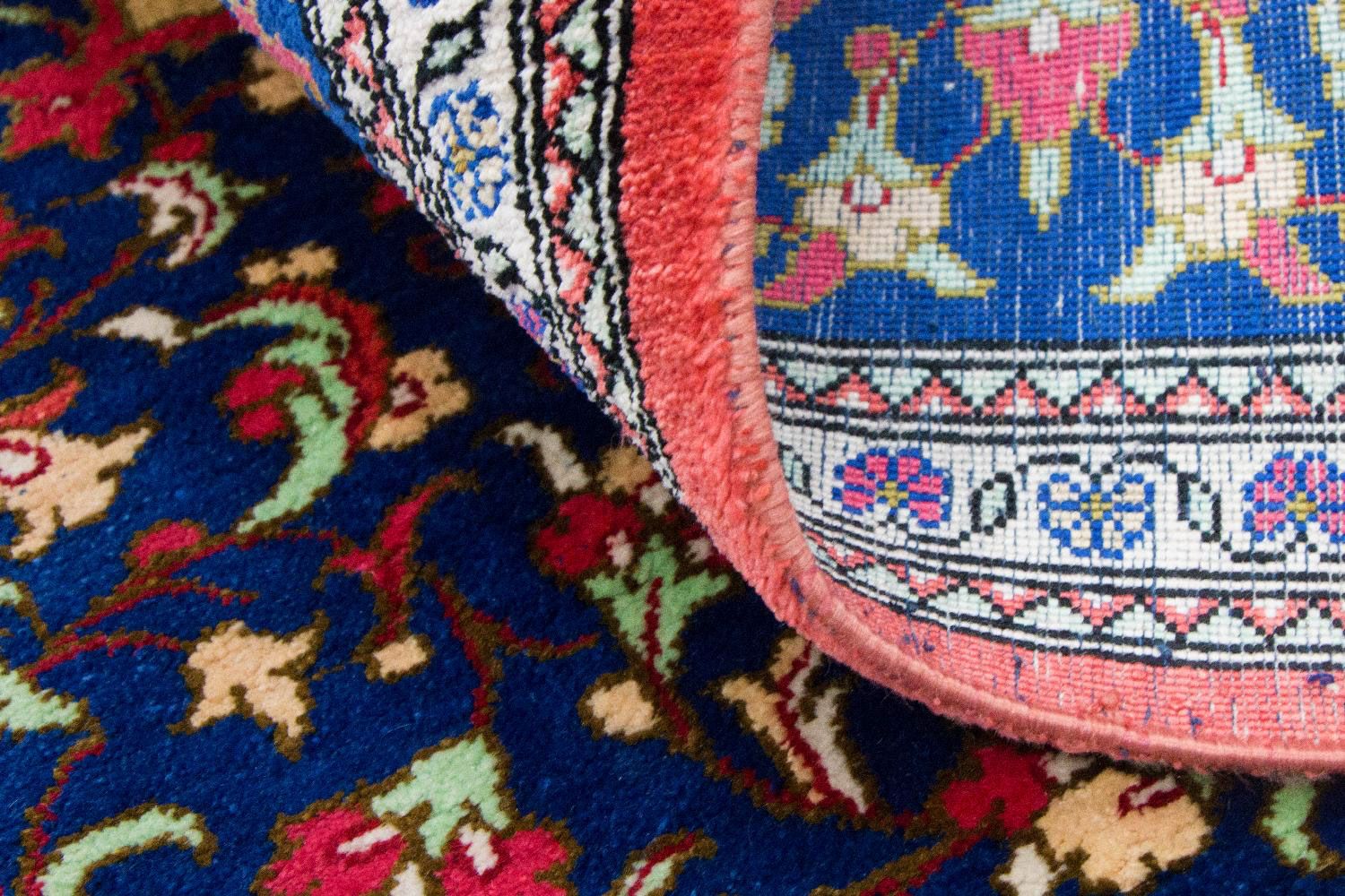 Silketæppe - Ghom Silk - Premium - 75 x 56 cm - blå