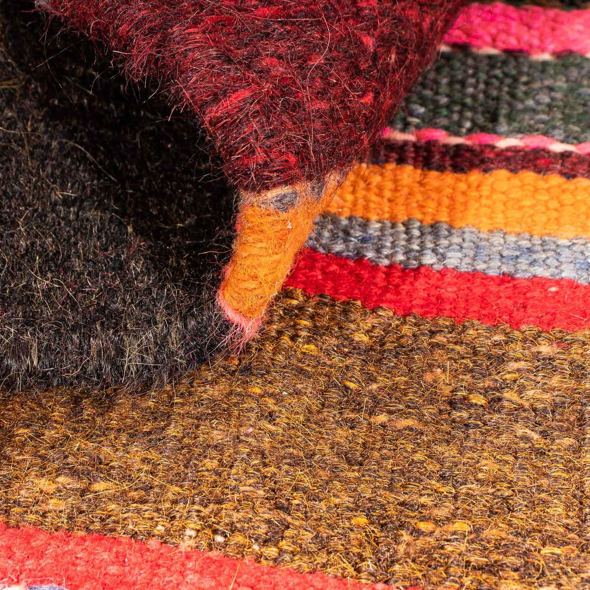 Kelim-tæppe - gammelt - 80 x 57 cm - flerfarvet