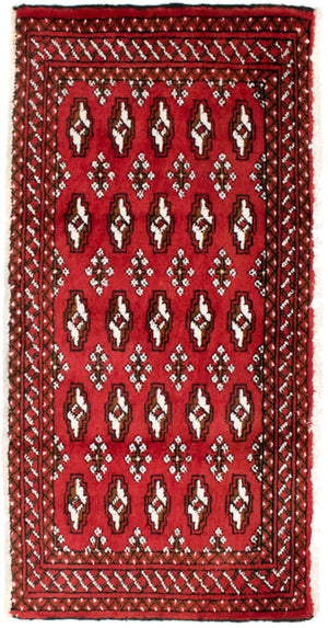 Løber Turkaman-tæppe - 100 x 50 cm - rød