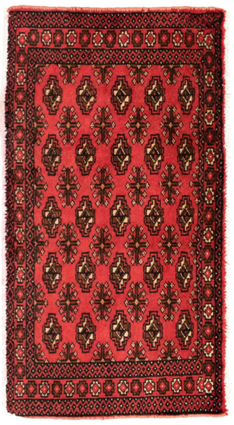 Løber Turkaman-tæppe - 100 x 50 cm - rød