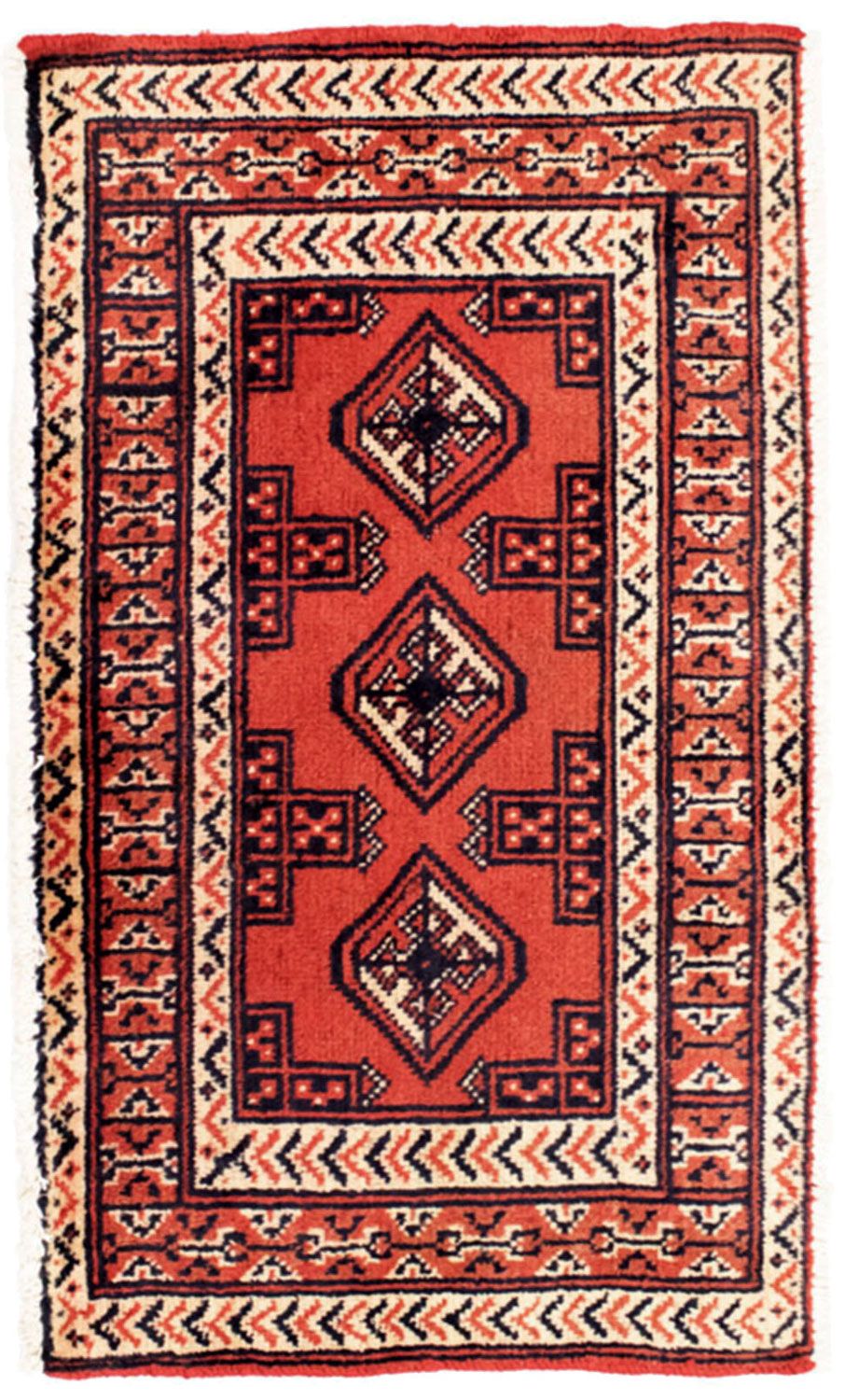 Løber Turkaman-tæppe - 100 x 50 cm - rød