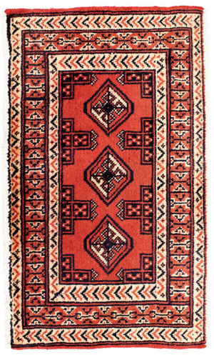 Løber Turkaman-tæppe - 100 x 50 cm - rød