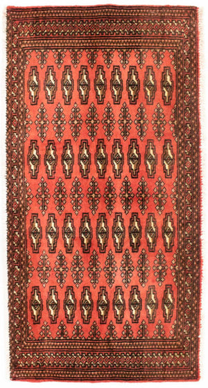 Løber Turkaman-tæppe - 100 x 50 cm - rust
