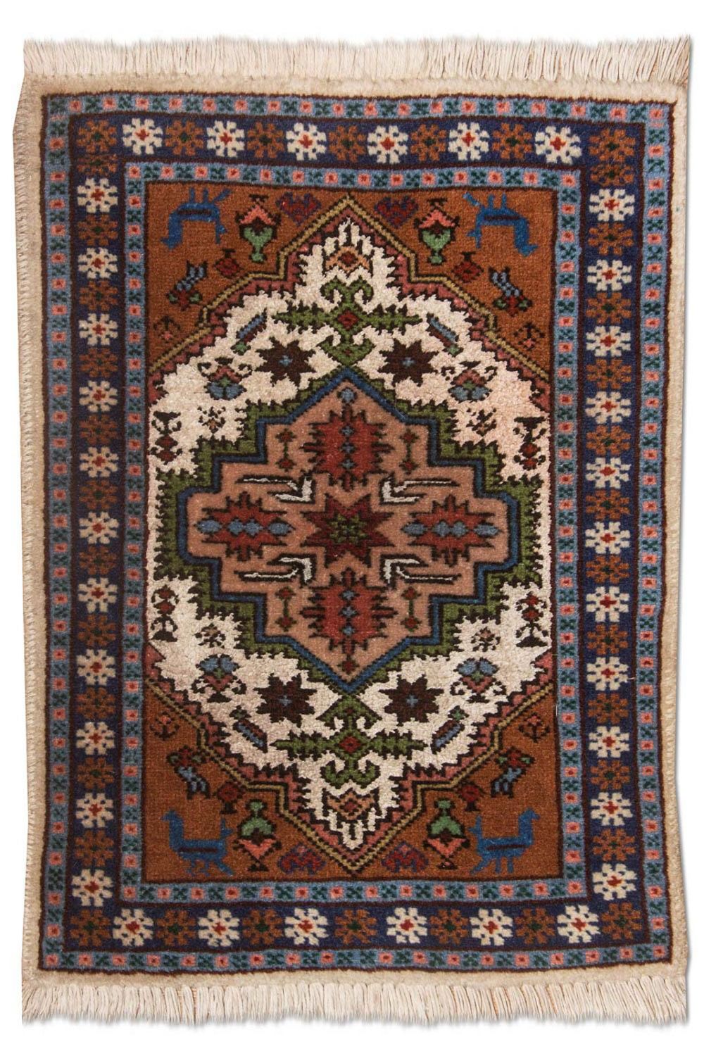 Persisk tæppe - Nomadisk - 55 x 39 cm - lys brun