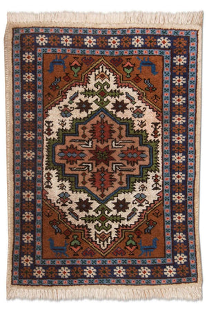 Persisk tæppe - Nomadisk - 55 x 39 cm - lys brun