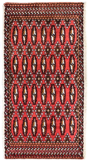 Løber Turkaman-tæppe - 100 x 50 cm - rød