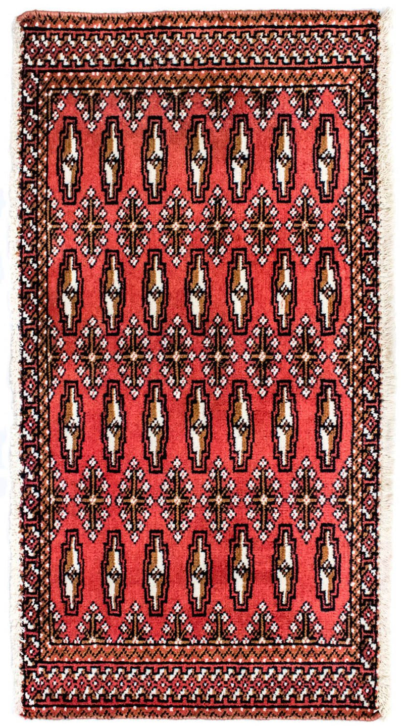 Løber Turkaman-tæppe - 100 x 50 cm - rød