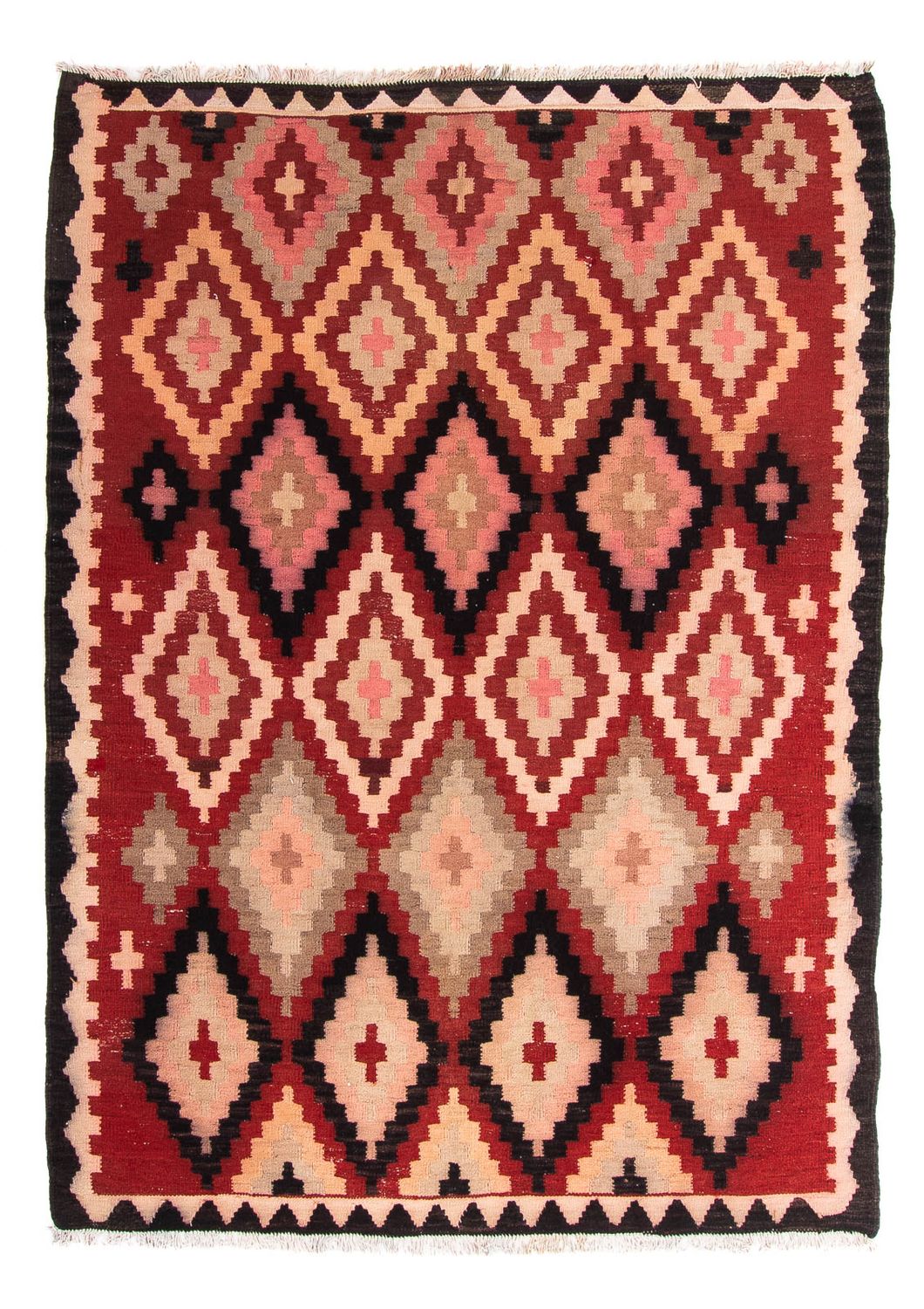 Kelim-tæppe - gammelt - 220 x 160 cm - flerfarvet