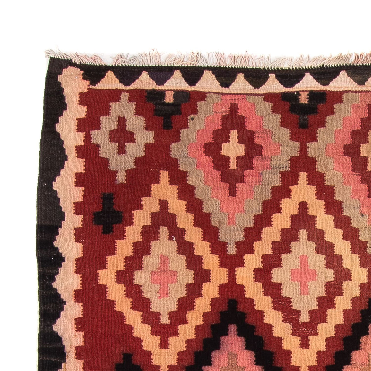 Kelim-tæppe - gammelt - 220 x 160 cm - flerfarvet