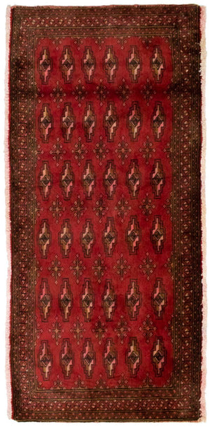 Turkaman-tæppe - 130 x 60 cm - rød