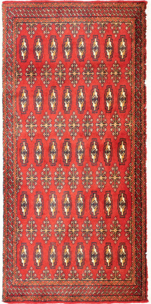Turkaman-tæppe - 130 x 60 cm - rød