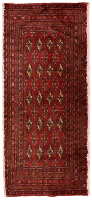 Turkaman-tæppe - 130 x 60 cm - rød