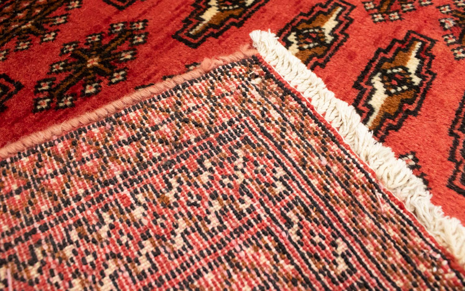 Turkaman-tæppe - 130 x 60 cm - rød