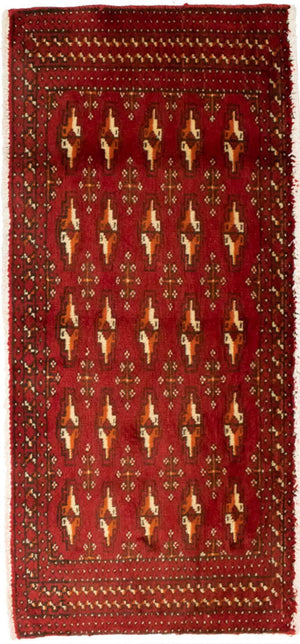 Turkaman-tæppe - 130 x 60 cm - rød