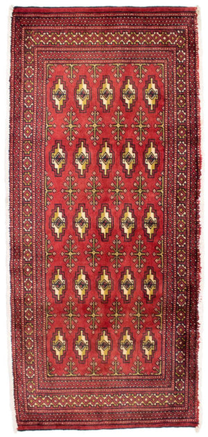 Turkaman-tæppe - 130 x 60 cm - rød