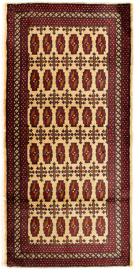 Turkaman-tæppe - 130 x 60 cm - beige