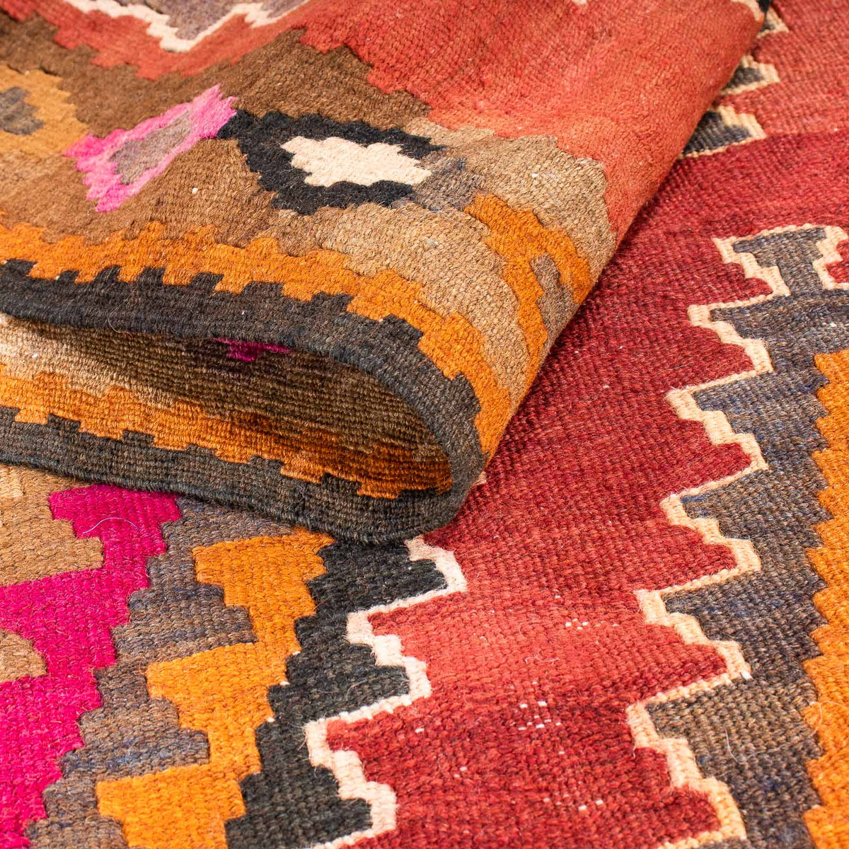 Løber Kelim-tæppe - gammelt - 330 x 130 cm - flerfarvet