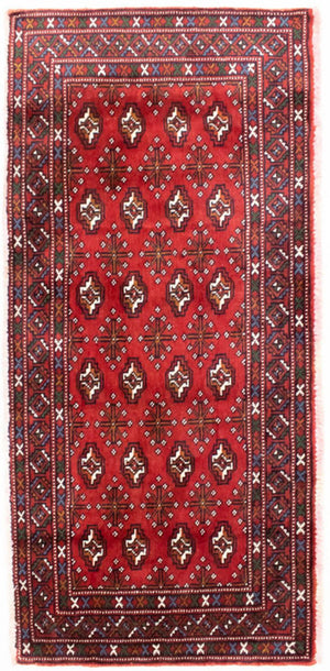 Turkaman-tæppe - 130 x 60 cm - rød