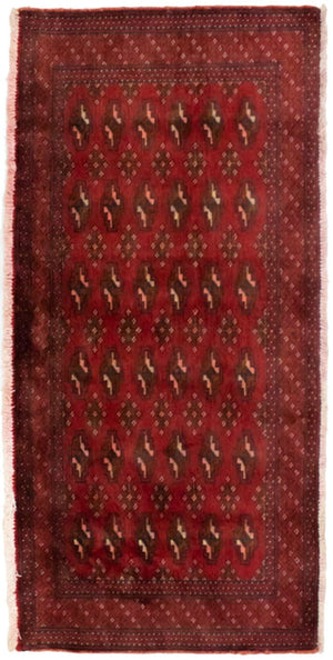 Turkaman-tæppe - 130 x 60 cm - rød