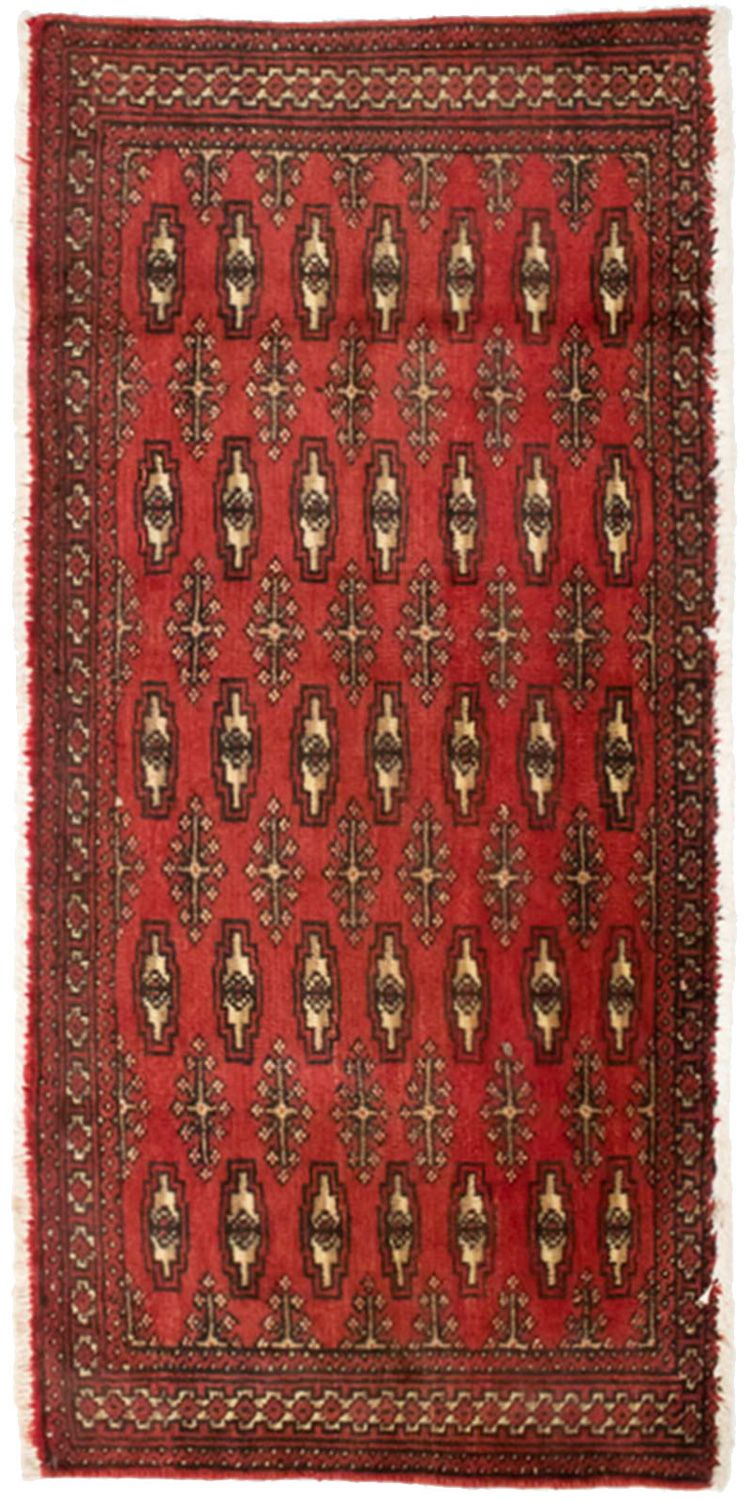 Turkaman-tæppe - 130 x 60 cm - rød