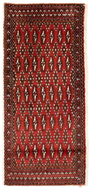 Turkaman-tæppe - 130 x 60 cm - rød