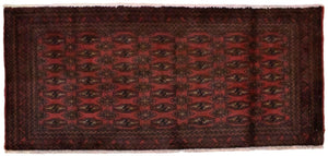 Turkaman-tæppe - 130 x 60 cm - rød