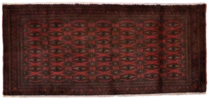 Turkaman-tæppe - 130 x 60 cm - rød