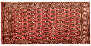 Turkaman-tæppe - 130 x 60 cm - rød