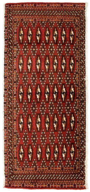 Turkaman-tæppe - 130 x 60 cm - rød